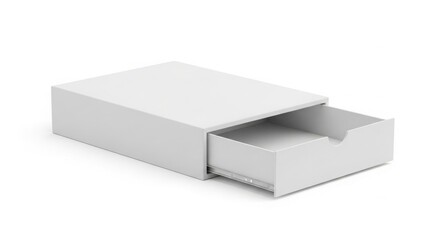 Naklejka premium Minimalist White Drawer Partially Open on a Clean White Background
