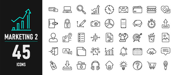 Set of 45 Marketing Icons For Business and Strategy