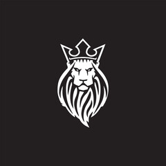 Obraz premium Lion Head Logo With Crown Vector Design