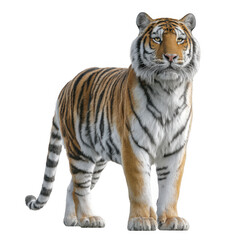 Obraz premium Majestic siberian tiger standing isolated on transparent background