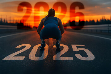 Start of a New Year: Athlete Poised Between 2025 and 2026 at Sunrise