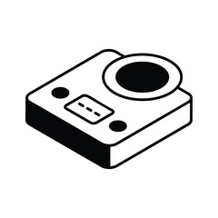 Modern isometric icon of weight scale in use
