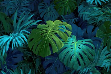 Abstract Tropical Leaf Pattern Background