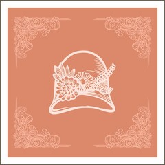 Modern digital art form - aesthetic, whimsical linear card of the Roaring Twenties era (Gatsby wedding) in soft, rich colors.