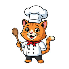 A chef cat standing with a spoon
