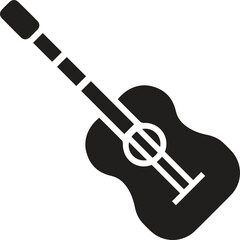 Acoustic guitar black silhouette. Music instrument icon. Vector illustration.