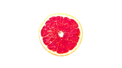 Pink ripe grapefruit slice isolated on transparent png background 