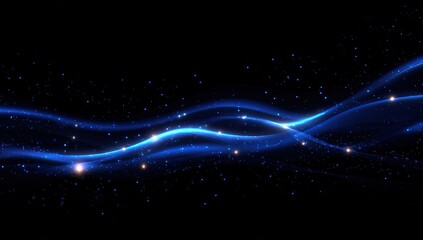 Obraz premium Abstract Glowing Blue Waves On Dark Background