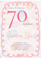 grandma birthday card invitation mockup template
