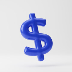Inflated dollar icon isolated over white background. 3D rendering.