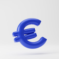 Inflated euro icon isolated over white background. 3D rendering.