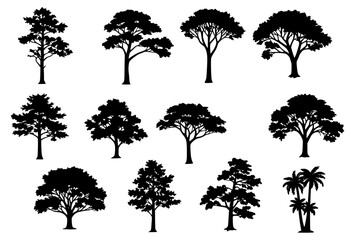Vector silhouette arts of trees