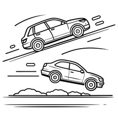 Cars Racing on a Slope with Motion Lines