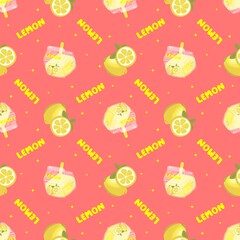 Obraz premium Cute lemon juice seamless pattern 