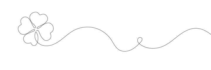 Obraz premium Shamrock three leaves clover line art. Continuous line drawing. Editable line on white background.
