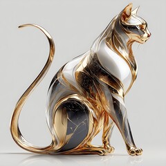 Sophisticated abstract golden feline digital illustration high resolution picture