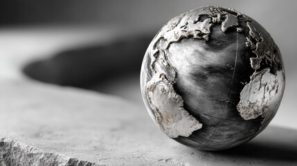 Decorative earth globe on textured surface