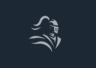 Minimal knight silhouette logo for honor, courage, or bold identity.