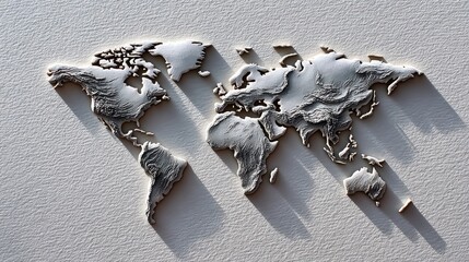 Detailed world map relief style