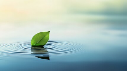 Rippling water with leaf serene lake nature photography tranquil environment close-up view calmness and beauty