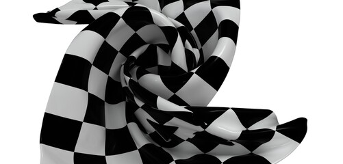 High-res image of a dynamic, swirling checkered flag. Perfect for racing, sports, and competition...