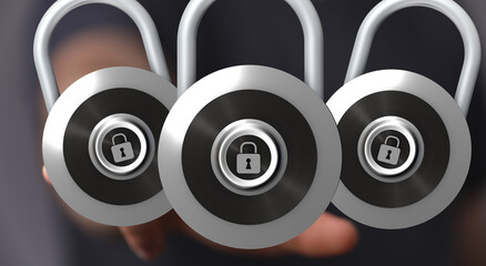 Image of three padlocks symbolizing strong data protection and online security.