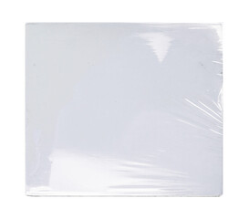 CD disk video case on black background. Isolated music transparent mockup. Clean cover box template.