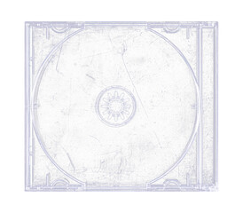 CD disk video case on black background. Isolated music transparent mockup. Clean cover box template.
