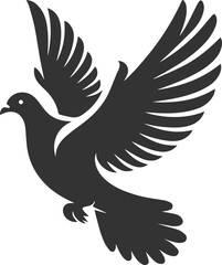 Cute bird pigeon vector animal silhouette drawing