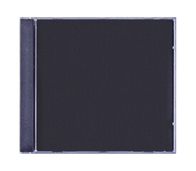 Obraz premium CD disk video case on black background. Isolated music transparent mockup. Clean cover box template.
