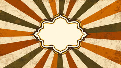 Vintage sunburst background with ornate frame design