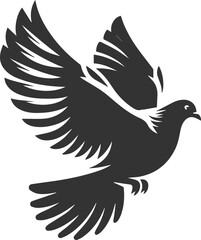 Cute bird pigeon vector animal silhouette drawing