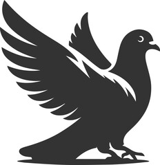 Cute bird pigeon vector animal silhouette drawing