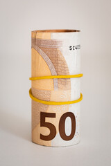 European currency, banknotes in the roll