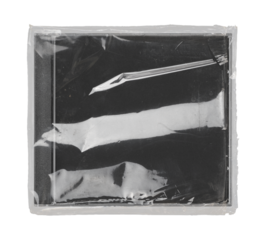 CD disk video case on black background. Isolated music transparent mockup. Clean cover box template.