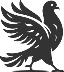 Cute bird pigeon vector animal silhouette drawing