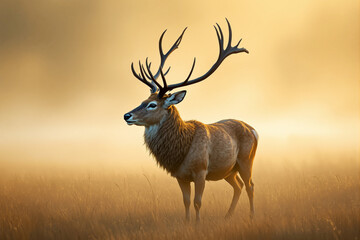 Fototapeta premium Majestic deer standing in golden light.