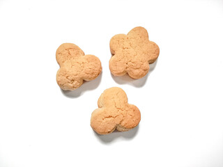 Rintak cookies on white background. Kue Rintak or Rintak cake, is one of the traditional cake from Bangka Belitung. Made from sago flour, coconut milk and palm sugar.