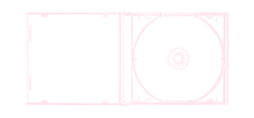 CD disk video case on black background. Isolated music transparent mockup. Clean cover box template.