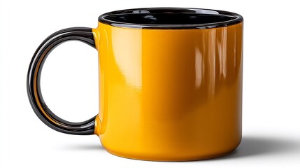 Yellow Coffee Mug Mockup with Blank Template.
