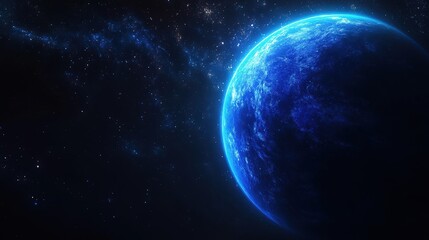 Obraz premium A Beautiful Blue Planet in Space Surrounded by Stars and Cosmic Wonders