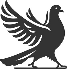 Cute bird pigeon vector animal silhouette drawing