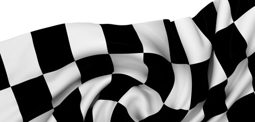 Close-up of a checkered flag waving dramatically. Perfect for sports, racing, and competition...