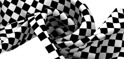 High-res image of a dynamic checkered flag, perfect for sports, racing, and competition themes.
