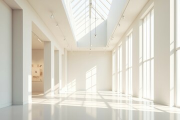 Bright Modern Gallery Interior Sunlight  Minimalist Design