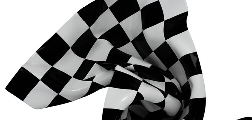 Black and white checkered flag, fabric texture, racing, competition, victory, finish line, motorsport, speed, success.