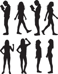 Teen girl silhouette vector illustration