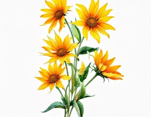 Fototapeta premium Bouquet with yellow wild sunflower flowers (Helianthus tuberosus, sunroot, sunchoke, Jerusal.jpg