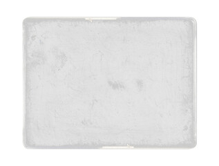 Old cartridge tape case on black background. Isolated game transparent mockup. Clean cover box...