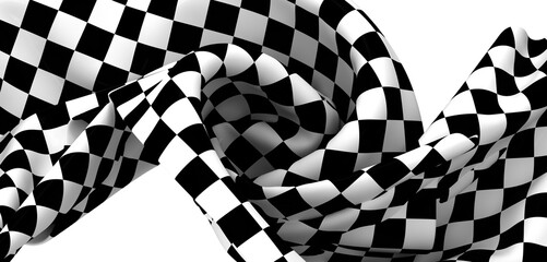 High-resolution image of a flowing checkered flag, perfect for backgrounds and designs.